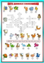 English Worksheet: cute animals crossword 