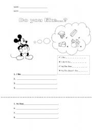 English Worksheet: Do you like...? (pair work A)