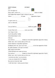 English Worksheet: Sweet Dreams song Beyonce