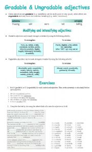 English Worksheet: gradable and ungradable adjectives exercises