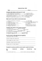 English Worksheet: BASIC ENGLISH TEST