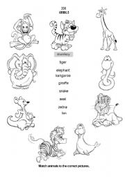 English Worksheet: ZOO ANIMALS part I