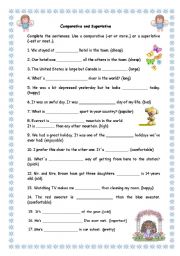 English Worksheet: comparatives&superlatives