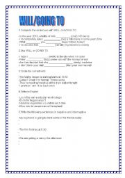 English Worksheet: WILL-GOING TO