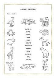 English Worksheet: Animal Friends