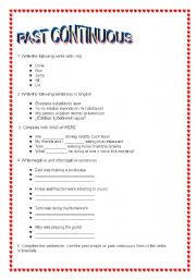 English worksheet: PAST CONTINUOUS