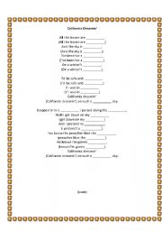 English worksheet: California Dreamin Jigsaw