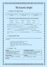 English worksheet: Simple Future speaking & evaluation