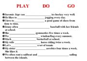 SPORTS that go with PLAY / DO / GO