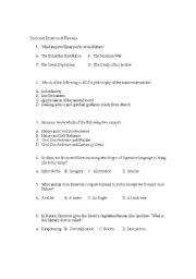 English Worksheet: Test Over Emerson & Thoreau