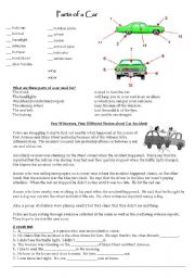 English Worksheet: Parts of a car