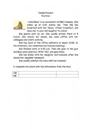 English worksheet: Talking about routines