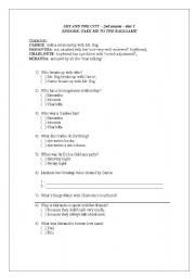 English worksheet: Sex and the city - episode: Take me out  to the ballgame