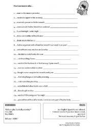 English Worksheet: Find Someone Who_Past Simple