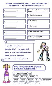 English Worksheet: WORKING WITH QUESTIONS