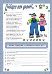 English Worksheet: FRIDAYS ARE GREAT!...