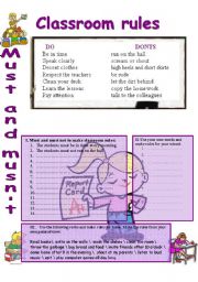 English Worksheet: Classroom rules MUST and MUSN�T