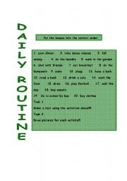 English Worksheet: Daily routine