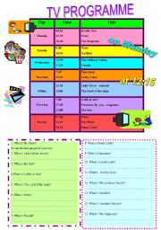 English Worksheet: TV programme - Whats on TV?