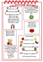 English Worksheet: VALENTINE RHYMES