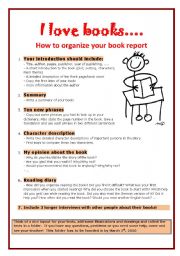 English Worksheet: I love books - how to write a book report