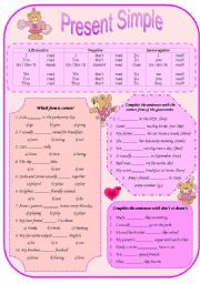 English Worksheet: Present Simple (with 3 skins - girls, boys and adults)