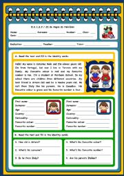 English Worksheet: PERSONAL INFORMATION -TEST (PAGES 1 AND 2)