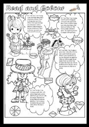 English Worksheet: Read and Colour(editable)