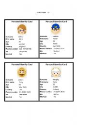 English Worksheet: personal id