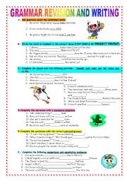 English Worksheet: grammar revision and writing for elementary students