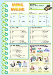 English Worksheet: WAS WERE - past simple to be