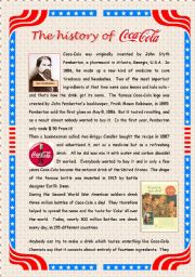 English Worksheet: The history of Coca-Cola - 2 pages