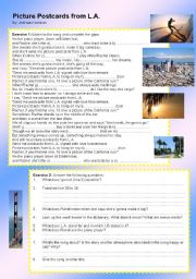 English Worksheet: Picture Postcards from L.A. by Joshua Kadison