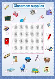 clasroom supplies wordsearch