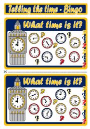 English Worksheet: TELLING THE TIME - BINGO (SET 1)