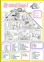 English Worksheet: my sweet home (1/3)