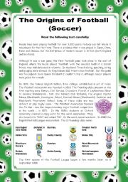 English Worksheet: The Origins of Football (Soccer) - 2 pages + key