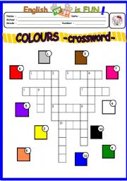 English Worksheet: Colours -crossword puzzle