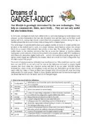 English Worksheet: Dreams of a gadget addict