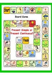 English Worksheet: PRESENT SIMPLE vs PRESENT CONTINUOUS (game + key)