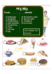 English Worksheet: menu