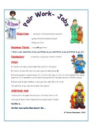 English Worksheet: Pair Work - Jobs Speaking Cards ( 6 pages)