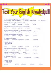 English Worksheet: Quiz - Test  your English knowledge!