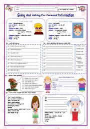 English Worksheet: GIVING AND ASKING FOR PERSONAL INFORMATION (2 Worksheets )