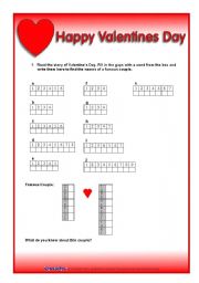 English Worksheet: Reading Origins Valentines Day