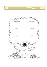 English Worksheet: Family Tree