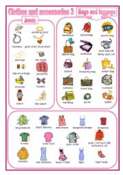 English Worksheet: Clothes and accessories 3: a pictionary (editable)