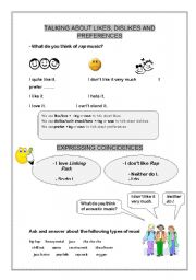 English worksheet: talking about likes and dislikes worksheet