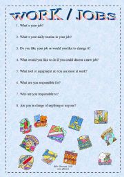 English Worksheet: Work - questions for conversation in the group