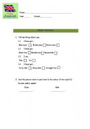 English worksheet: Worksheet physical description